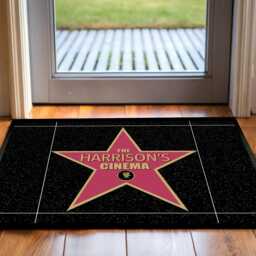 Personalised Cinema Room Door Mat - Hollywood Star Of Fame - 60 X 40cm, Non Slip Base Indoor - thumbnail 3