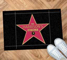 Personalised Cinema Room Door Mat - Hollywood Star Of Fame - 60 X 40cm, Non Slip Base Indoor - thumbnail 1