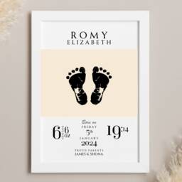 Personalized Baby Footprint Print New Parent Gift, Nursery Decor - thumbnail 3