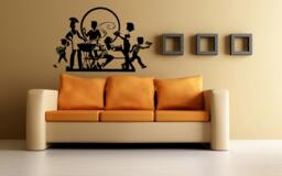 Family Cooking Eating Kitchen Dining Room Happy Wall Window Sticker Decal Vinyl Silhouette Decor L1894 - thumbnail 1