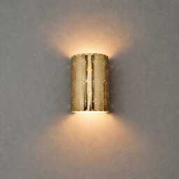 Mid-Century Handmade Brass Cylinder Wall Sconce Up Down Ambient Lamp Perforated Star Light - thumbnail 3