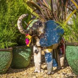 Recycled Metal Elephant Sculpture. Outdoor Garden Statue. Safari Gift. Handmade Elephant. Decor - thumbnail 3