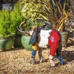 Recycled Metal Elephant Sculpture. Outdoor Garden Statue. Safari Gift. Handmade Elephant. Decor - thumbnail 2