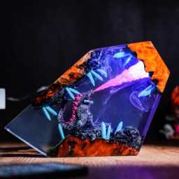 Diorama King Monster Night Light, Anime Epoxy Lamp Inspired By Famous Movie, Handmade Gift For Fan, Gameroom Decor - thumbnail 1