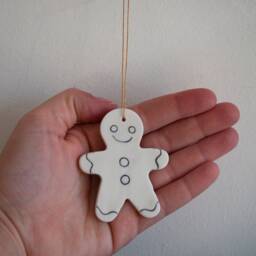 Christmas Decorations To Hang in Porcelain Gingerbread Man - thumbnail 3