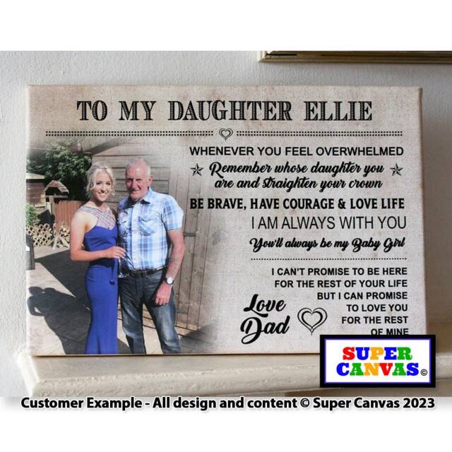 To My Daughter Word Art With Photo Framed Canvas Print Unique Personalised Handmade Graduation Leaving School Birthday Gift - image 1