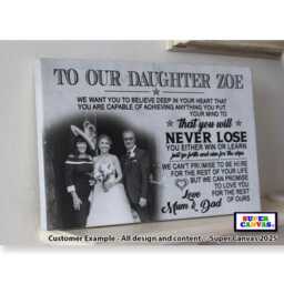 To My Daughter Word Art With Photo Framed Canvas Print Unique Personalised Handmade Graduation Leaving School Birthday Gift - thumbnail 2