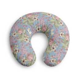 Vintage Protea Floral Nursing Pillow Cover - Blue Pink Pattern - thumbnail 2