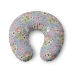 Vintage Protea Floral Nursing Pillow Cover - Blue Pink Pattern - thumbnail 1
