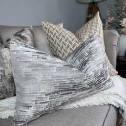 Decorative Cushion Cover For Sofa Or Bed, Modern Textured Pillow Mole - Taupe Abstract Design Double Sided Throw Lumbar - thumbnail 4