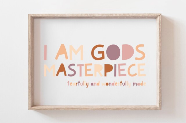 I Am Gods Masterpiece, Christian Wall Art, Girls Nursery Prints, Bible Verse Picture, Scripture Prints - image 1