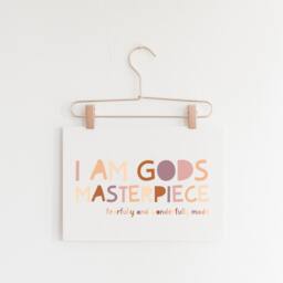 I Am Gods Masterpiece, Christian Wall Art, Girls Nursery Prints, Bible Verse Picture, Scripture Prints - thumbnail 3