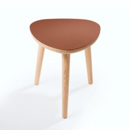 Handmade Oak Side Table, Small Modern Linoleum Top, Birch Ply Scandi Minimalist Plectrum Shape - thumbnail 1