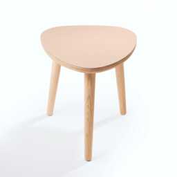 Handmade Oak Side Table, Small Modern Linoleum Top, Birch Ply Scandi Minimalist Plectrum Shape - thumbnail 4