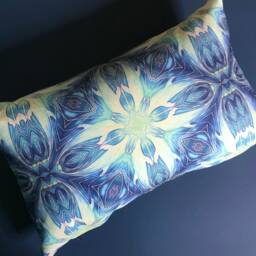 Ultramarine Blue Dolphins Cushion Throw Pillow - Sealife Accent Sofa Or Settee Bedroom Decor - thumbnail 1
