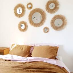 Large Round Wall Mirror in Jute & Macram?? For A Raw Ethnic Decoration - thumbnail 4