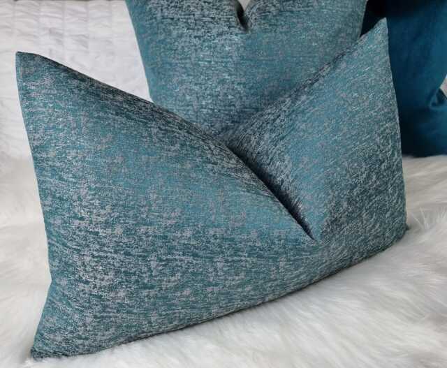 John Lewis Textured Satin Cushion Cover Teal Colourway Double Sided Glamorous Boutique Style Modern Sofa Bed Pillow Cover Rectangular Lumbar - image 1