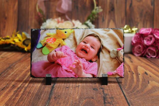 Personalised Natural Rectangle Shape Rock Slate Any Custom Photo Gift With Free Stands 21x11cm - image 1