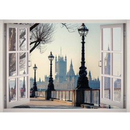 Big Ben View Window 3D Wall Decal Art Removable Wallpaper London Mural Sticker Vinyl Home Decor - thumbnail 2
