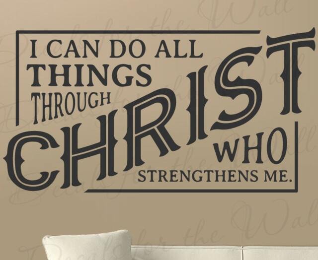 I Can Do All Things Through Christ Who Strengthens Me Philippians 413 Inspirational Motivational Bible Quote Jesus Wall Decal Vinyl Art T04 - image 1