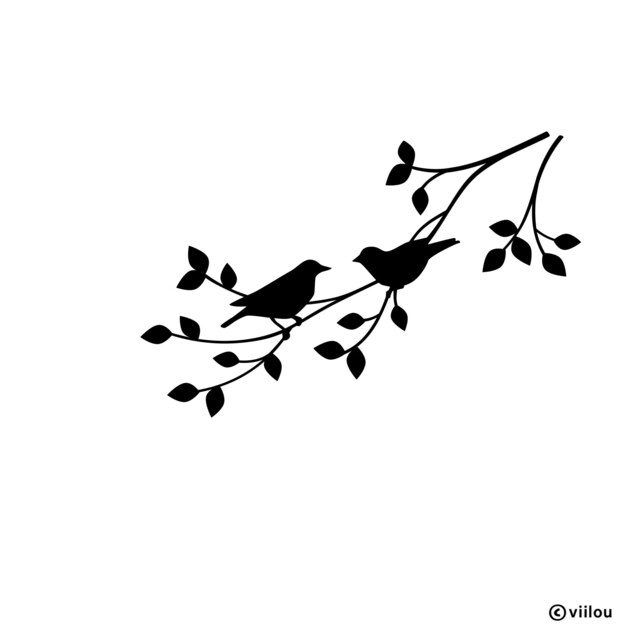 Wall Sticker Birds On Branch Silhouette Decals Birds Silhouettes Tattoos Glass Door Pictures Motifs Stickers Window Decor Diy - image 1