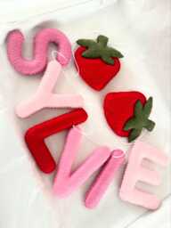 Name Garland With Strawberries, Nursery Garland, Baby Gift, Name Felt Banner, Bunting, Kids Room Decor, Decor - thumbnail 1