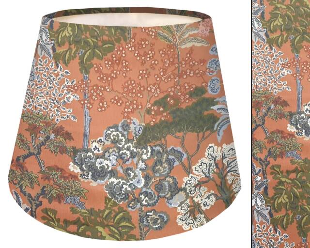 Orange Lampshade, Modern Botanical Home Interior, UK Handmade Empire Light Shade, Oriental Tree Blue - image 1