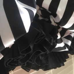 Black & White Stripe Balloon Curtain With Double Ruffles - thumbnail 2