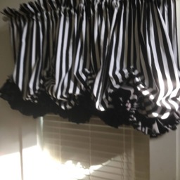 Black & White Stripe Balloon Curtain With Double Ruffles - thumbnail 3