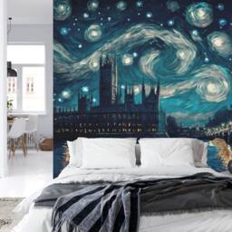 Starry Night London Wallpaper Mural, Peel & Stick Wall Decal - thumbnail 3