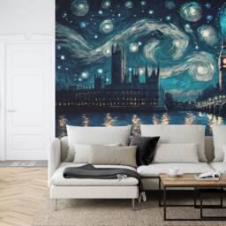 Starry Night London Wallpaper Mural, Peel & Stick Wall Decal - thumbnail 2