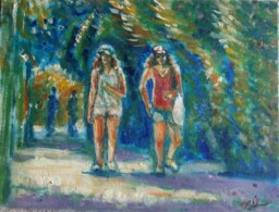 "Original Oil Painting, Summer Street Walk Way Of Vancouver, 9""x12" - thumbnail 1