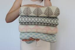 Alpaca Baby Blanket, Jacquard Knit Wool Wrap, Knitted Natural White, Light Beige, Gray Throw, Girl, Boy, Newborn Gift