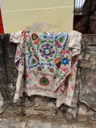 Suzani Embroidered Cotton Throw - Boho Quilt Blanket Handmade Bed Cover Vintage Inspired Home Decor - thumbnail 1