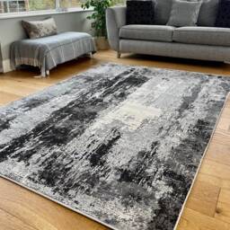 Dark Art Shimmer Sheen Effect Modern Rug Silky Soft Chic Design Area Mat - thumbnail 3