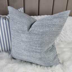 John Lewis Semi Boucle Fabric Handmade Cushion Cover Duck Egg Coastal Colour Rustic Look - thumbnail 3