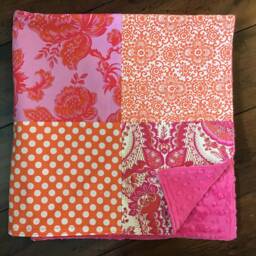 Orange Baby Minky Blanket Girl Nursery Blanket Shower Gift - thumbnail 4