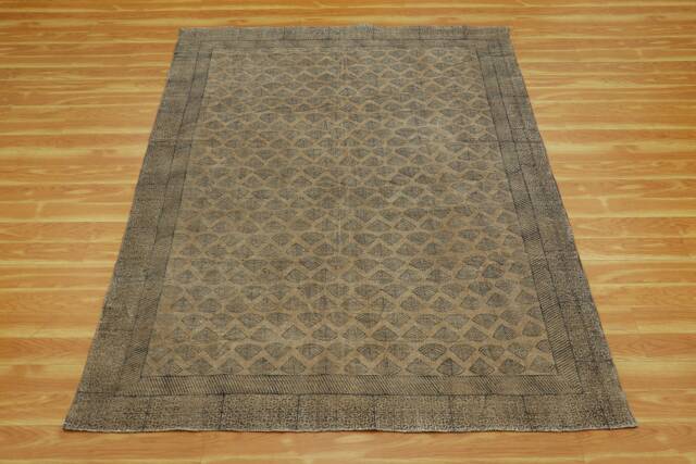 Hand Block Printed Cotton Rug, Brown Boho Decor - image 1