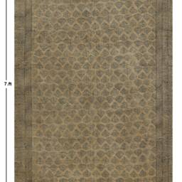 Hand Block Printed Cotton Rug, Brown Boho Decor - thumbnail 3