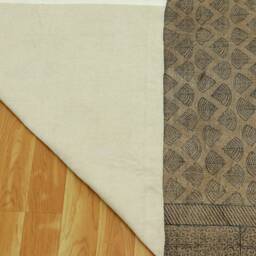 Hand Block Printed Cotton Rug, Brown Boho Decor - thumbnail 4