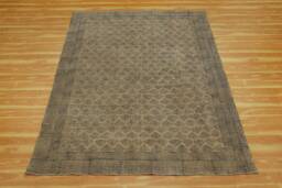 Hand Block Printed Cotton Rug, Brown Boho Decor - thumbnail 1
