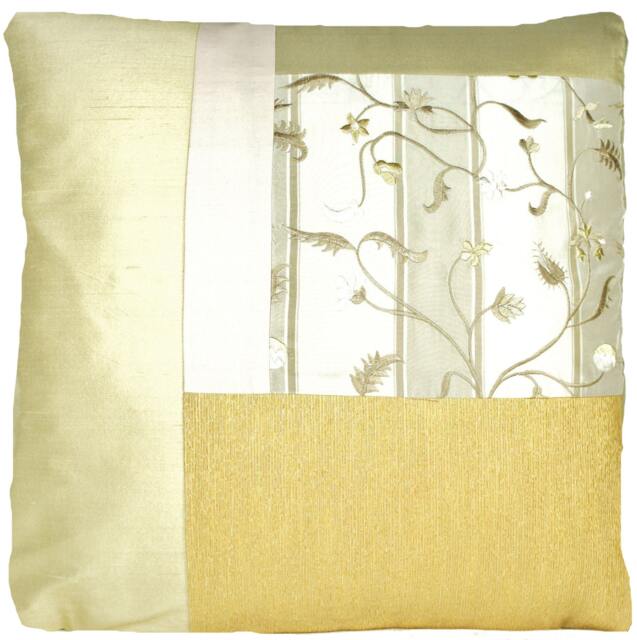 Sale 10 Pound Of From 35.99 To 25.99 Flowers Yellow Beige Gold Contemporary Patchwork Cushion Cover Cream Silk Unique Pillow Throw Case