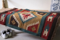 Handmade Kilim Rug, Multicolor Jute Dhurrie, Indian Design - 2x3 Ft - thumbnail 1
