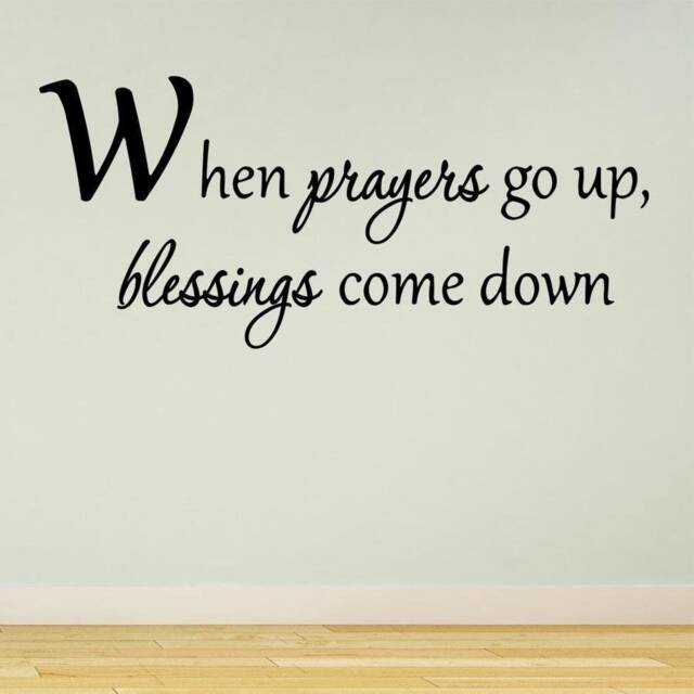 "Vwaq When Prayers Go Up, Blessings Come Down. Prayer Matte Black Vinyl Wall Decal Home Decor - 12""H X 22" - image 1