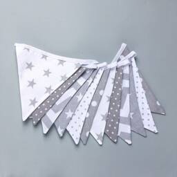 Grey & White Bunting, Grey Chevron Star Nursery Decor, Baby Shower - thumbnail 3