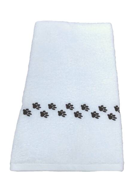 Embroidered Paw Prints Hand Towel Dog & Cat Novelty Gift - image 1