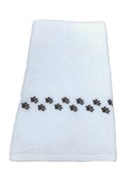 Embroidered Paw Prints Hand Towel Dog & Cat Novelty Gift - thumbnail 1