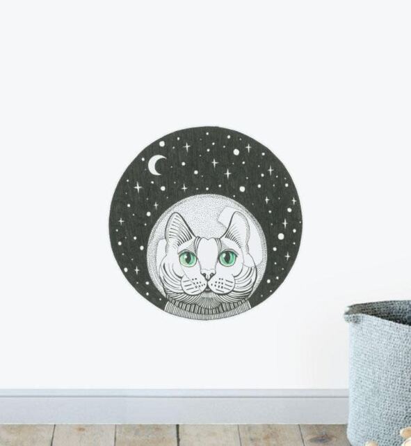 Cat in Space Wall Sticker Decal - Illustration Stickers, Animals Decals, Home Decor, Art, Illustrations