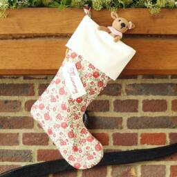 Personalised Christmas Stocking Made With Liberty Fabrics, Floral Tana Lawn Felicite Red - thumbnail 2