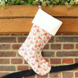 Personalised Christmas Stocking Made With Liberty Fabrics, Floral Tana Lawn Felicite Red - thumbnail 3